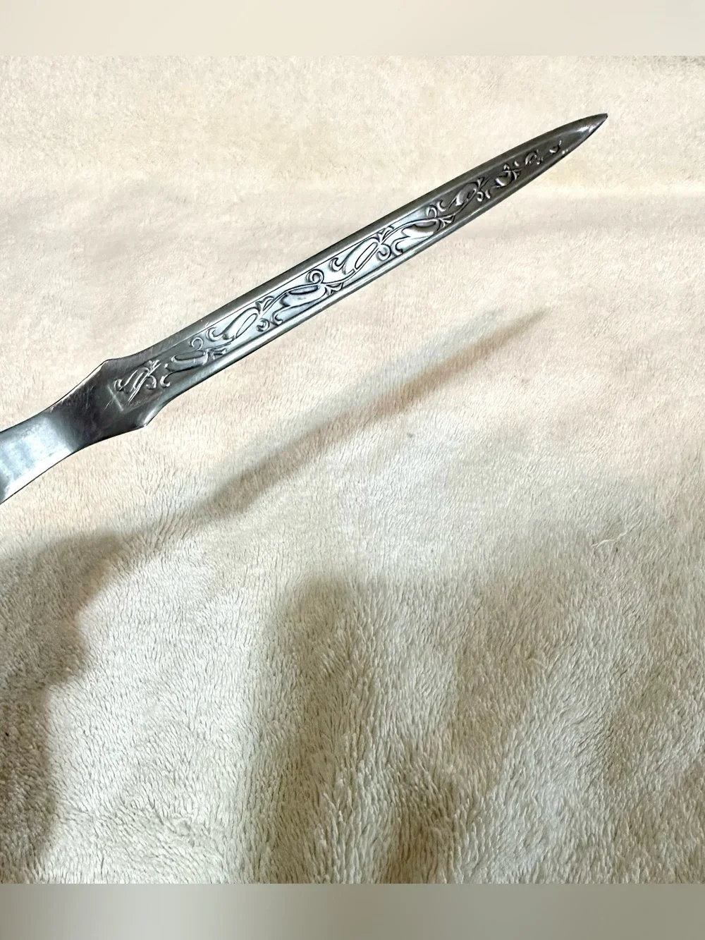 Vintage Wescosa Stainless Steel Floral Etched Letter Opener Desk Decor Japan